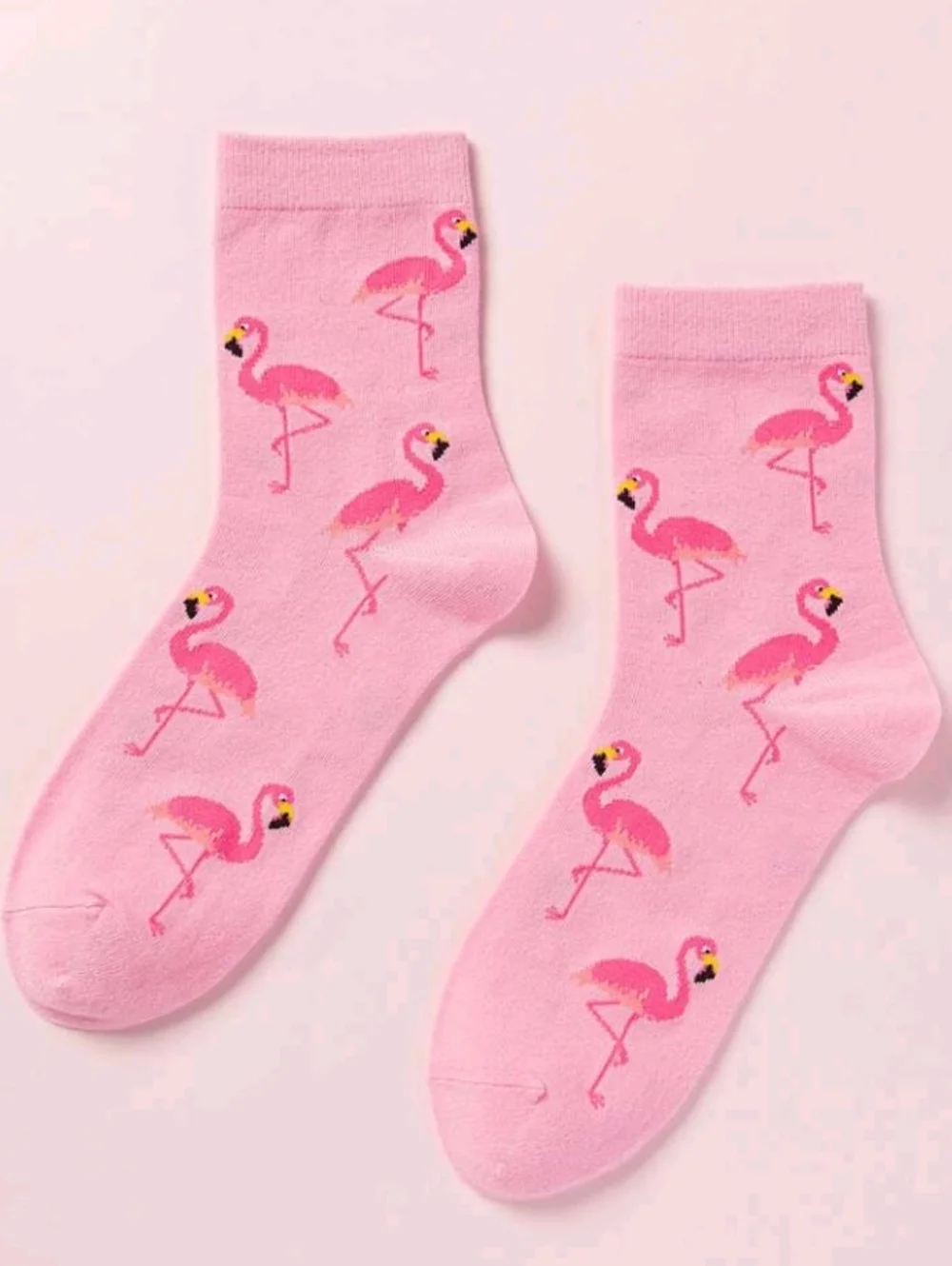 Pink Flamingo Crew Mid-calf Cozy Socks
